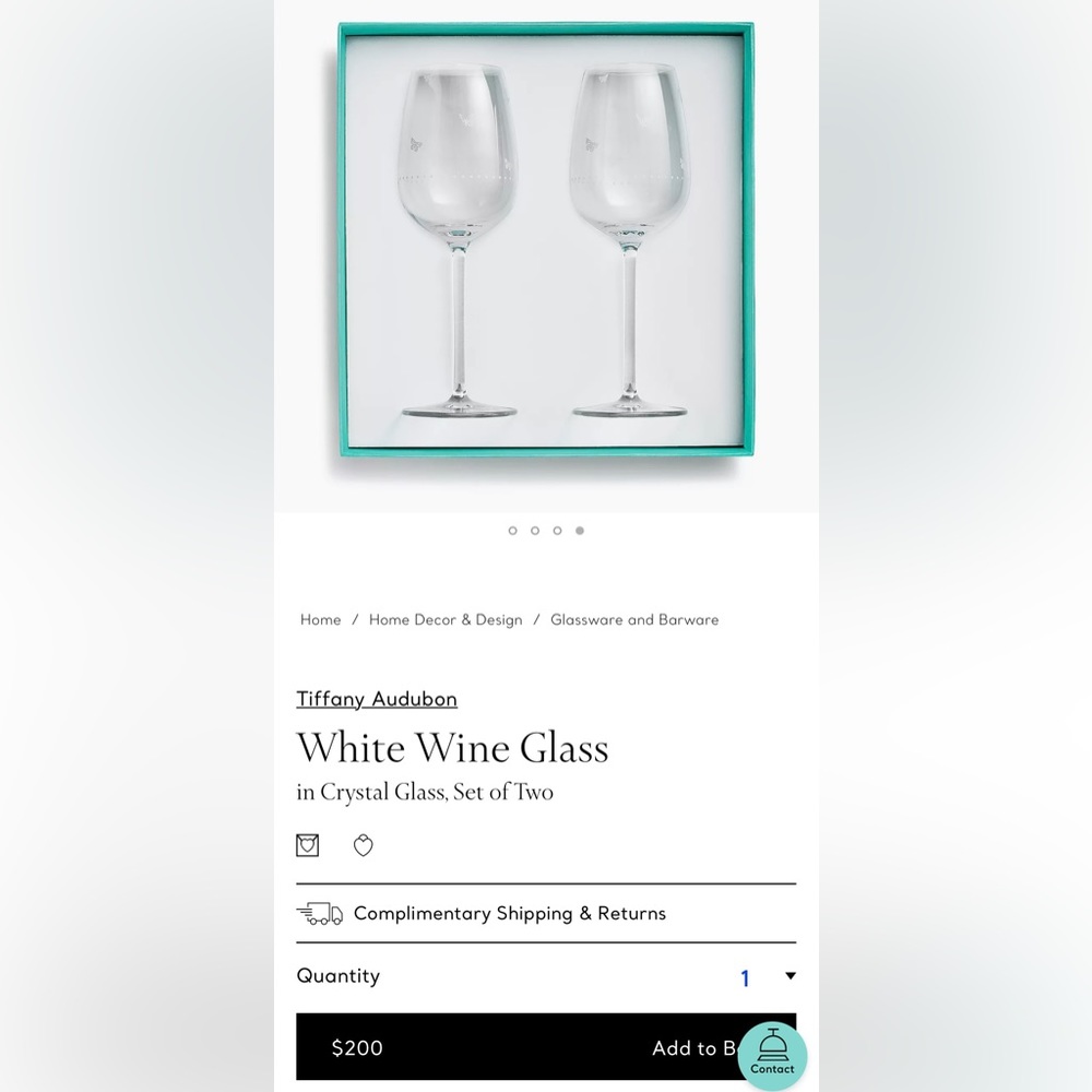 BEAUTIFUL, BRAND NEW Tiffany & Co Audubon Wine Glasses (Pair)